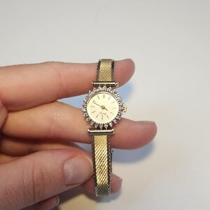 Vintage Hamilton Women's Gold and Silver Crystal-Trim Bracelet Watch